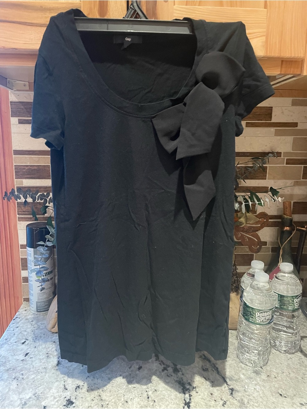 GAP Black Scoop Neck Top with Shoulder Bow